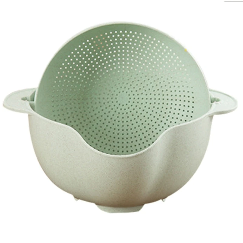 

Washing Basket Double Drain Basin Sink Washing Rice Bowl Fruit Tray Drain Basket Wash Rice Basket Kitchen Strainer Noodles Veg