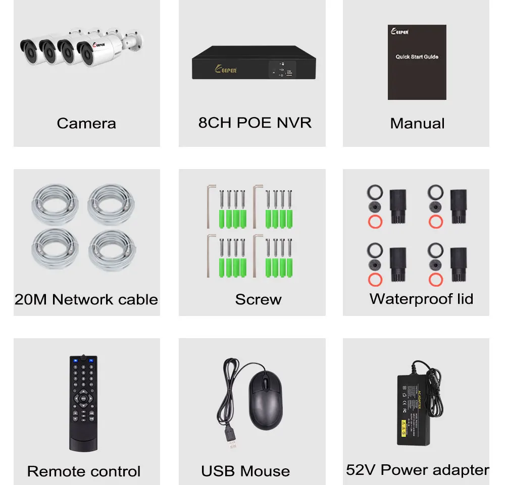 Хранитель H.265 8CH POE NVR комплект 2MP 1080P камера безопасности Система видеонаблюдения уличная ip-камера IP66 Водонепроницаемая P2P Onvif комплект наблюдения - Цвет: Фиолетовый