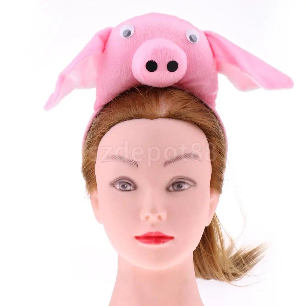 Kids Animal Pig Piggy Costume Kit Head Band Bow Tie Tail Set Fancy Dress