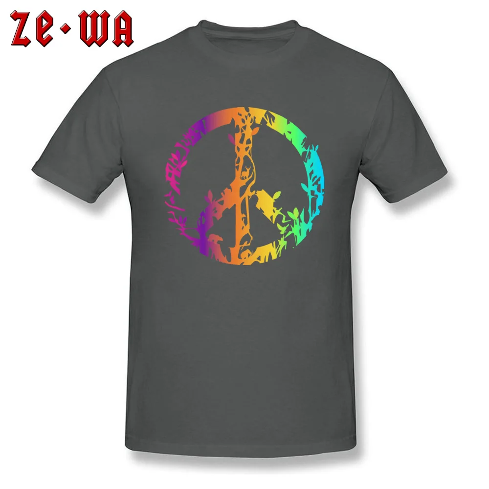 O Neck Colored nature animal peace sign Pure Cotton Mens T-shirts Printed Short Sleeve T Shirt New Design Casual Top T-shirts Colored nature animal peace sign carbon