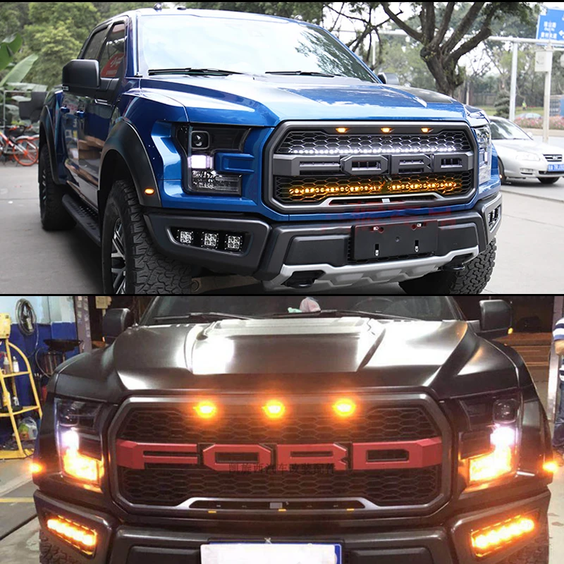 IJDM 7 шт. 84-SMD светодиодный для 2010- FORD Raptor решетка ходовые огни и передние/задние боковые габаритные огни(передние янтарные, задние красные