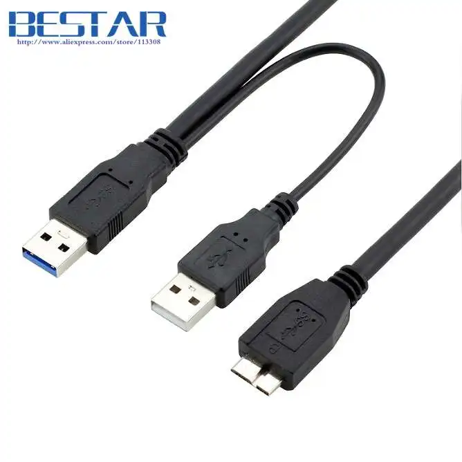 (200pieces/lot) Black 5Gbps Micro B USB 3.0 External hard Drive Y Cable