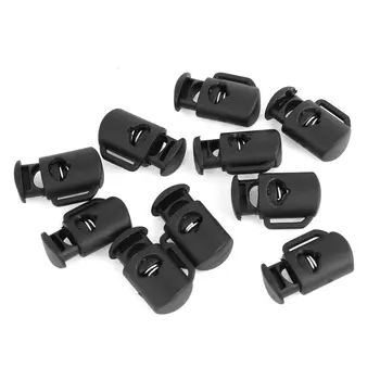 

10 Pcs 8mm Single Hole Rope Cord Locks Ends Drawstring Toggles Black