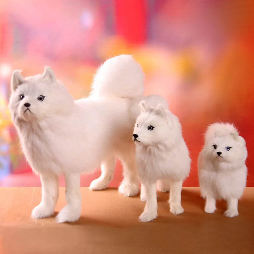 Simulation Animal White Samoyed Dog Toy House Decoration Prop Emulation