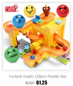 Funlock Duplo marble Run, пластиковые блоки для сборки, детали для детей, креативные развивающие строительные игрушки для детей