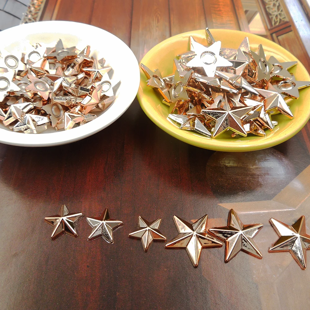 

200pcs 13*2.5mm charm ccb beads fashion accessoires rose gold color uv star spike studs sew on glue on bagsor clothing