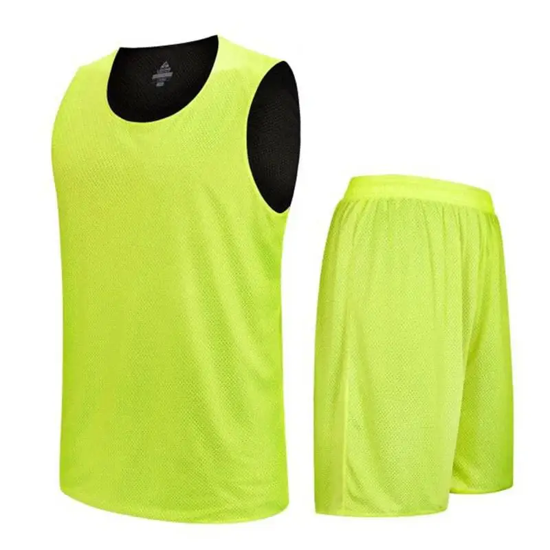 Двусторонний баскетбольный трикотаж для мужчин и женщин, короткий двусторонний спортивный костюм для баскетбола, Джерси, Быстросохнущий - Цвет: Green BK