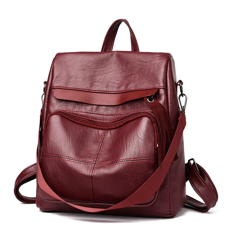 

2019 Women Backpack high quality Leather Fashion school Backpacks Female Casual Large Capacity Vintage Shoulder Bags
