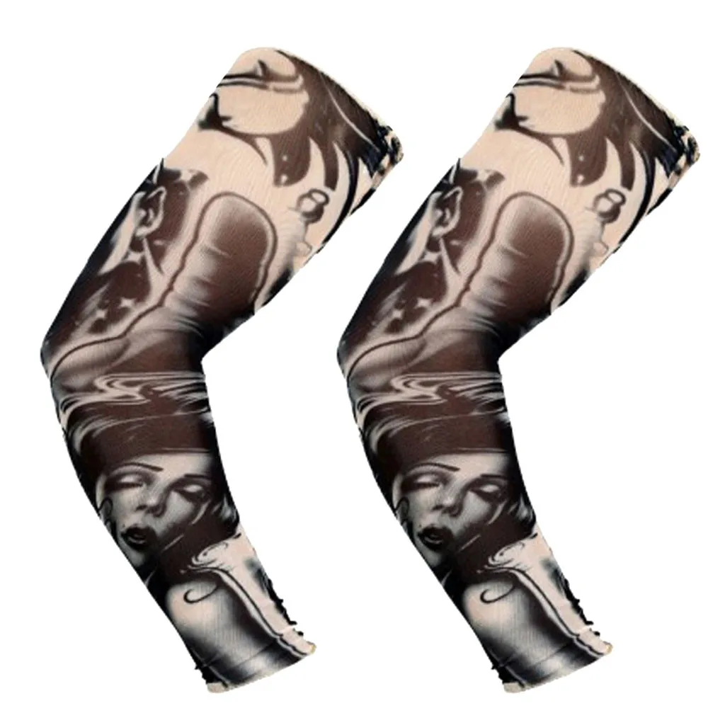 Нейлоновые эластичные рукава для татуировки для мужчин и женщин на руку теплые унисекс УФ Защита наружный дизайн боди-арт чулки тату рука