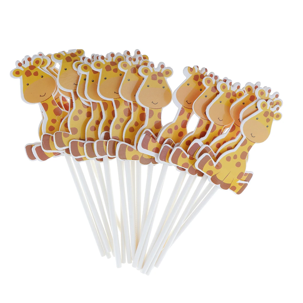 24pcs/set Cute Giraffe Cupcake Muffin Topper Kids Party Decor Supplies