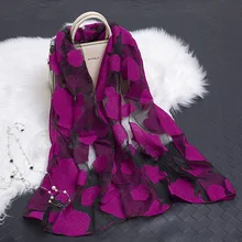 Новая горячая бандана шелковый шарф женский роскошный хиджаб вышивка длинный шарф черный кружево пряжа шарфы модная шаль Аксессуары для девочек