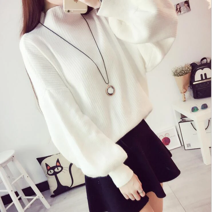Женский шерстяной свитер, теплый весенний, осенний, зимний Повседневный пуловер с длинными рукавами - Цвет: Белый