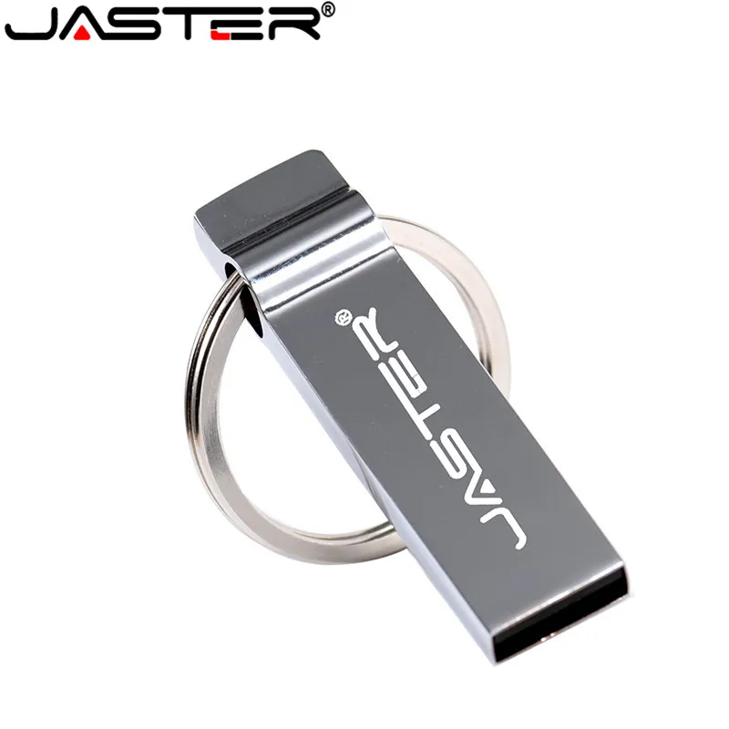 

JASTER USB Flash Drive 64GB 32GB Metal Pen Drive Stainless Steel USB Memory Stick 8GB 16GB 4GB USB 2.0 Pendrive With Key Ring
