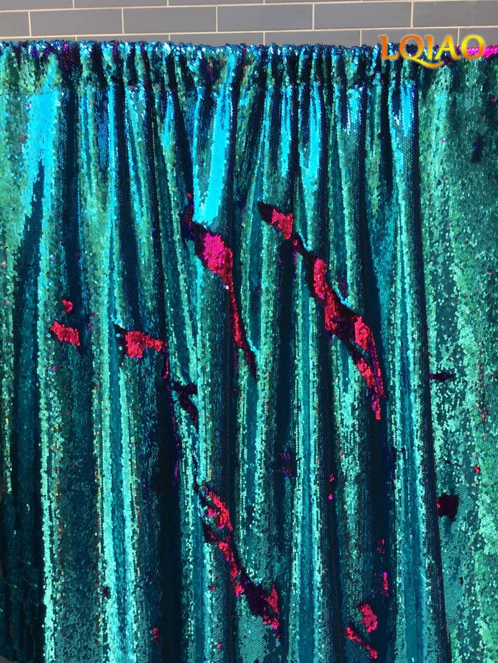 Turquoise Fuchsia Reversible Sequin Backdrop-001