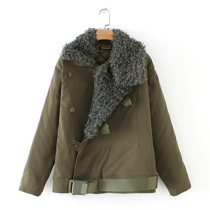 

asymmetric lamb fur winter woman coats Overcoat 2019 military women's designer coat Thick Warm large winter jacket Outwear