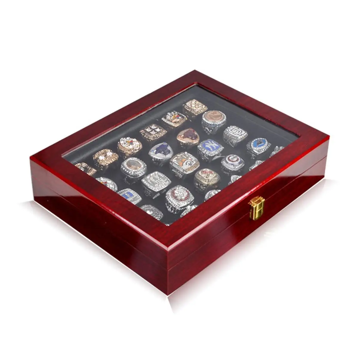 Высококачественная деревянная коробка с 30 отверстиями для коллекции колец чемпионов, витрина для упаковки ювелирных изделий, домашний декор 290*230*75 мм