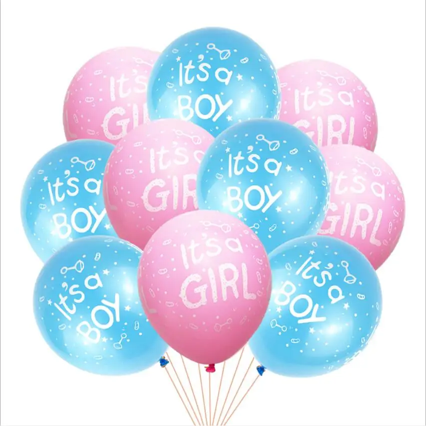 

10Pcs/set It Is A Boy and It's A Girl Baby Boy Latex Balloons for Wedding Birthday Baby Shower Party Decoration Blue Pink Colors