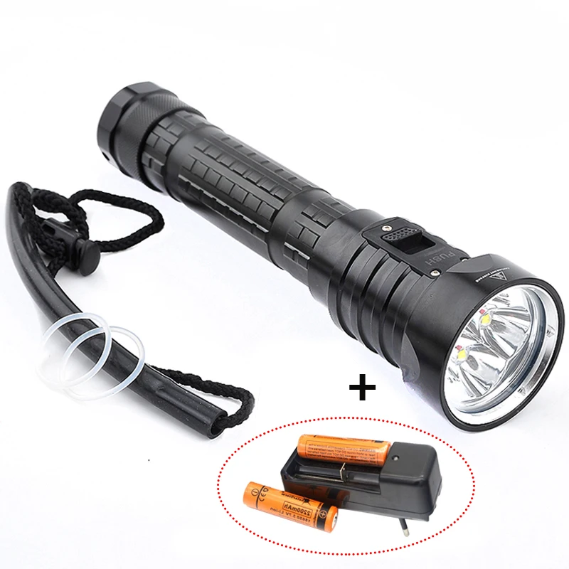 

4*XM-L2 LED Diving Flashlight Torch Brightness Waterproof 100m White Light LED Torch For Outdoor Camping with 18650 Battery