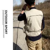 Canvas Photographer Vest Beige, Multi-Pocket