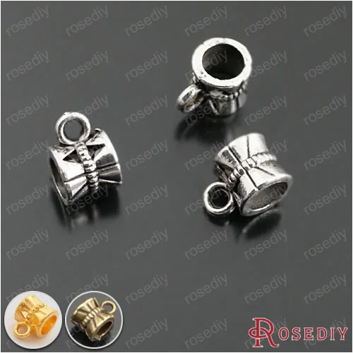 

(27426-G)30PCS 10*7MM,hole:4.5MM Large hole beads with hanging Charms Connector Diy Jewelry Findings Accessories Wholesale