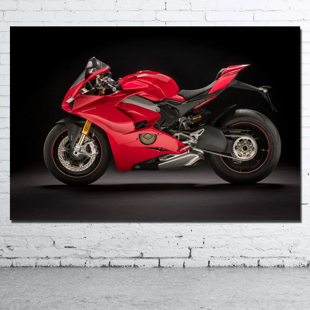 

Decorative paintings Superbike Ducati Panigale V4 Motorcycle Red Car Picture Canvas Cloth Printed Wall Art Poster