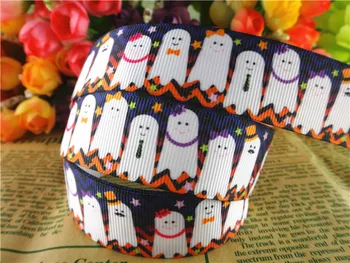 

15080605, 1'' (25mm) 5 yards Halloween printed grosgrain ribbons boo spooky ribbon hair accessories tape