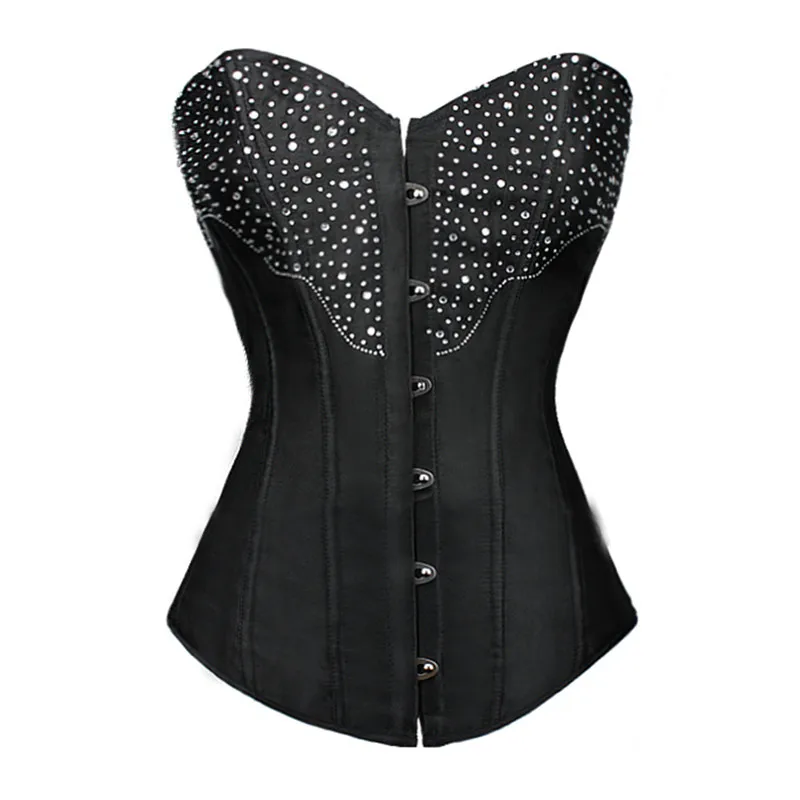 

New Arrival Adult Corset Lingerie Sexy Black Elegant Rhinestones Corsets Burlesque Costume women lingerie corslet