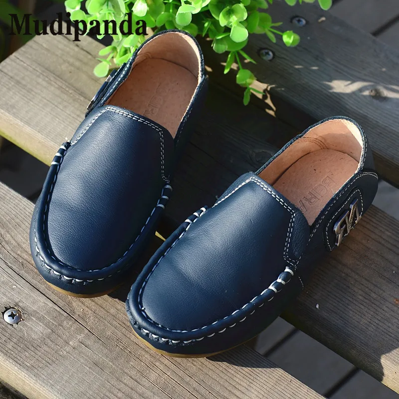 

Mudipanda Children's Genuine Leather shoes boys flat fashion bean shoes tide casual shoes White red black yellow brown blue
