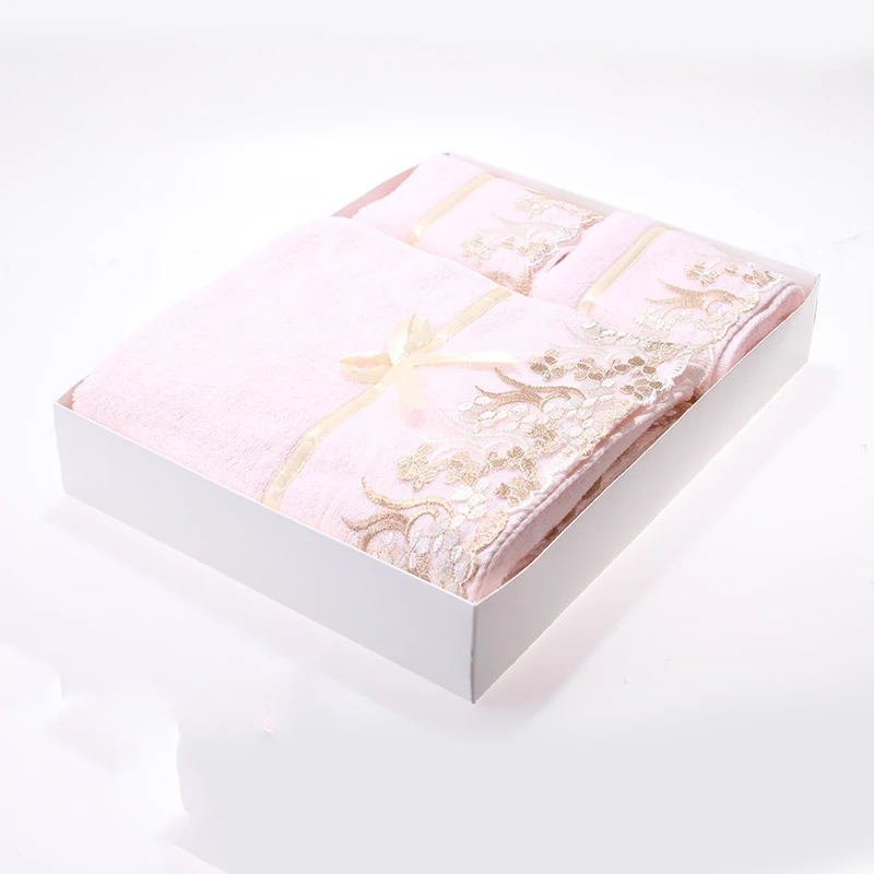 Preise Hochzeit Bad Handtuch Geschenk Box Set Handtücher Bad Baumwolle Spitze 3 Stück Serviette Bain köln männer bad handtücher für erwachsene 3DBH122V