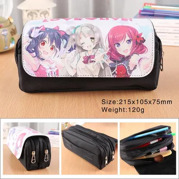 

Love Live Anime Pencil Bag Pu Leather Double Zipper Flip Cover Pencil Case Pen Bags School Supplies Creative Children Gift