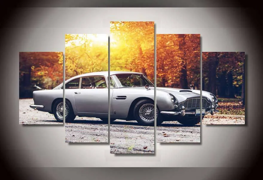 

Modern Indoor Decor Large Framed Car aston martin print canvas decoration 5 pieces