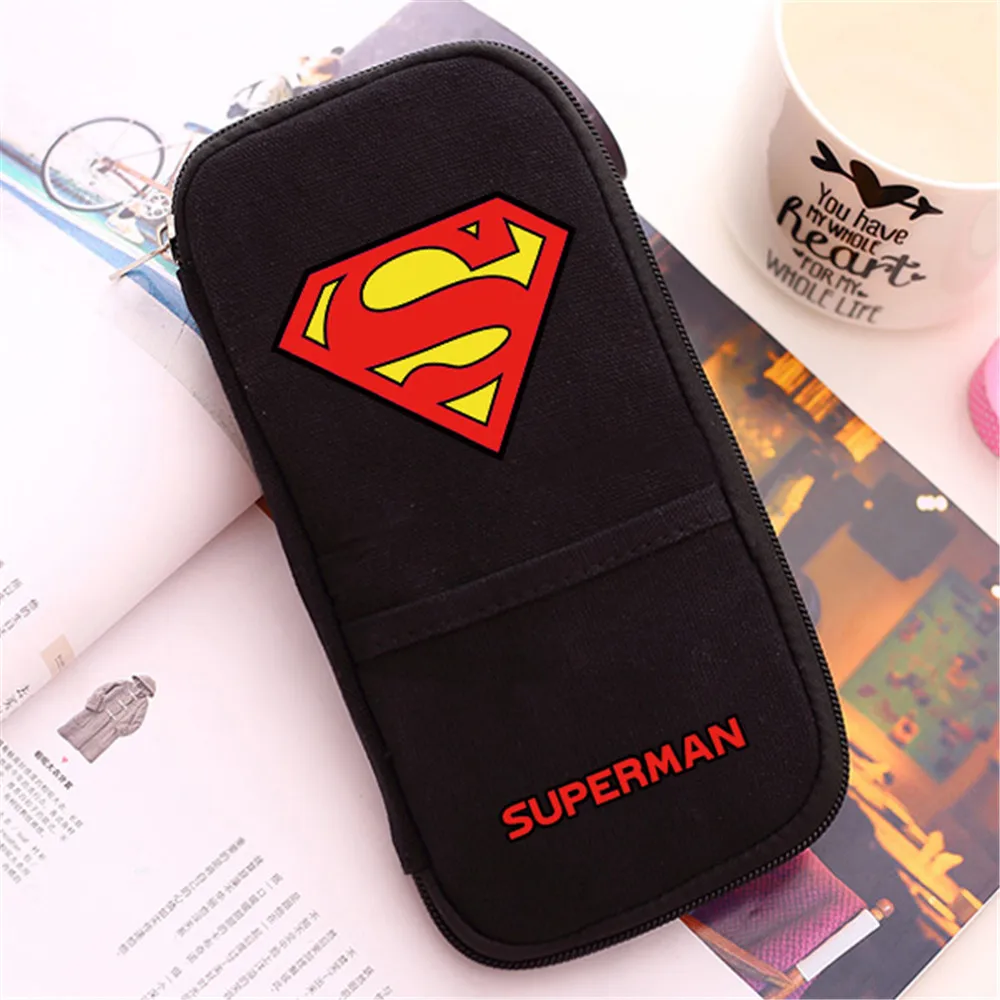 

Zshop Marvel Manga Coin Purse in Black Color Canvas Zipper Change Purse Superman Batman