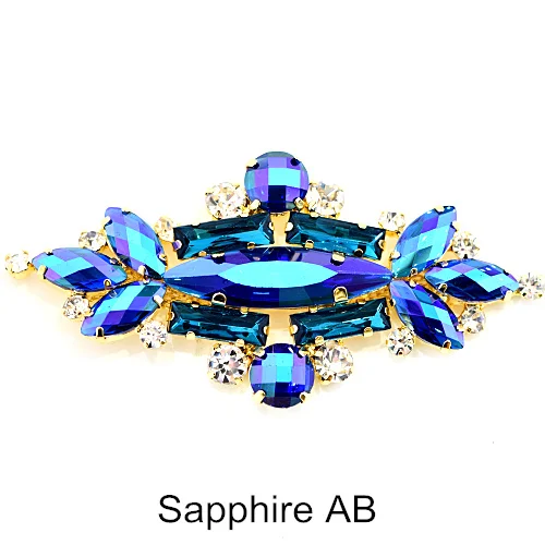 5 форм, 1 шт., цветные стразы с кристаллами AB, аппликация, пришитые стразы, Золотое дно для украшения шляпы, свадебное платье B1214 - Цвет: Sapphire AB
