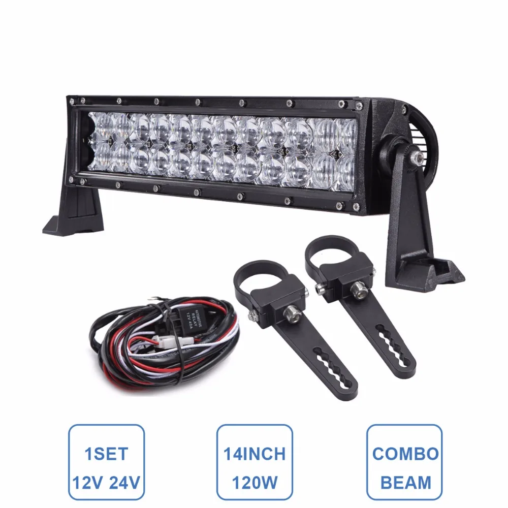 

1SET 14'' 120W OFFROAD DRIVING LED WORK LIGHT BAR 12V 24V CAR TRUCK TRAILER PICKUP ATV SUV HEADLIGHT + BUMPER BULLBAR LAMP CLAMP