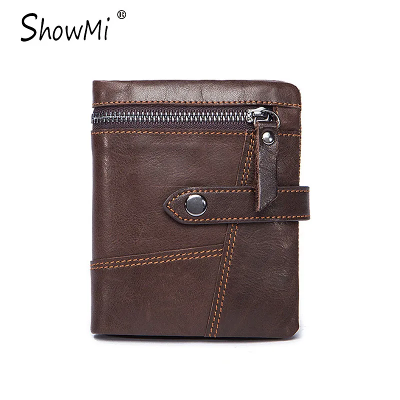 

ShowMi 2016 Luxury Brand Men Wallet Genuine Leather Credit Card Holder Small Purse for Men 3 Fold Cowhide Black Male Wallet