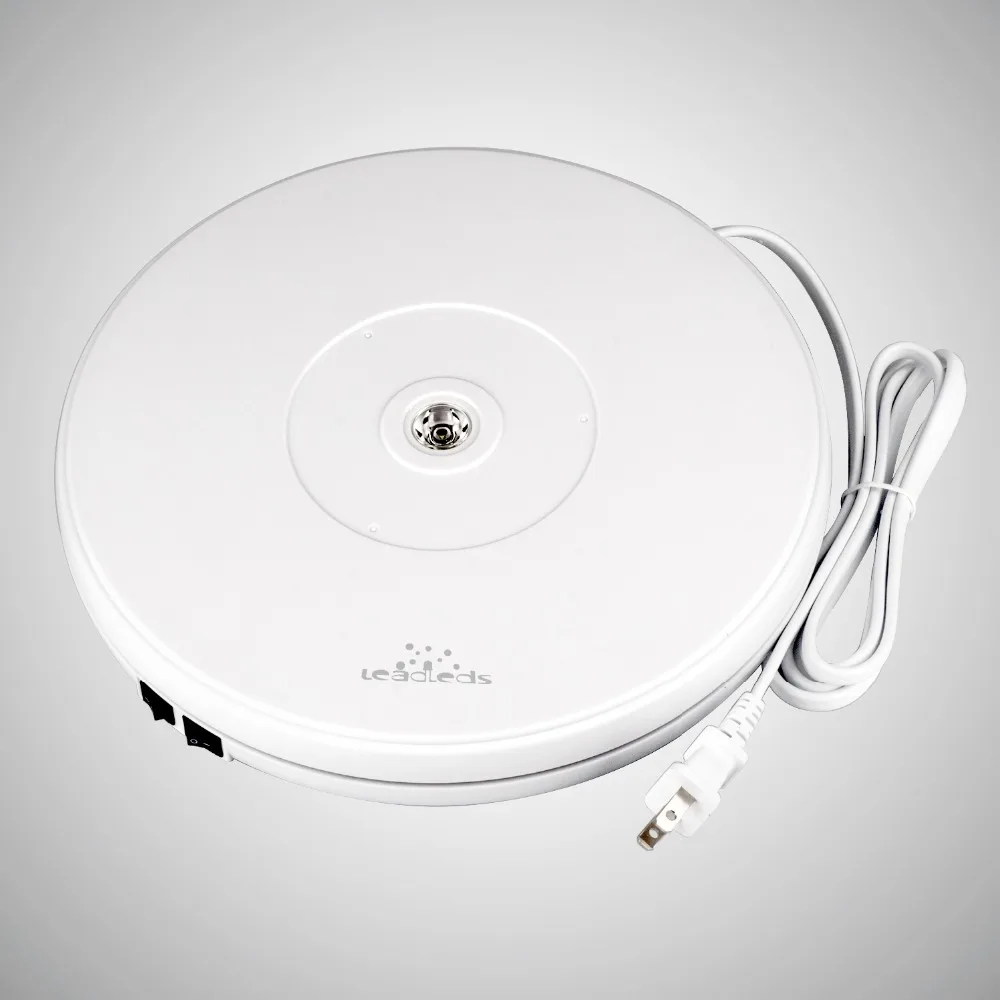 25cm Diameter Black Heavy Duty Rotating Display Stand Rotary Turntable with LED Light (10KG Centric Loading Capacity)