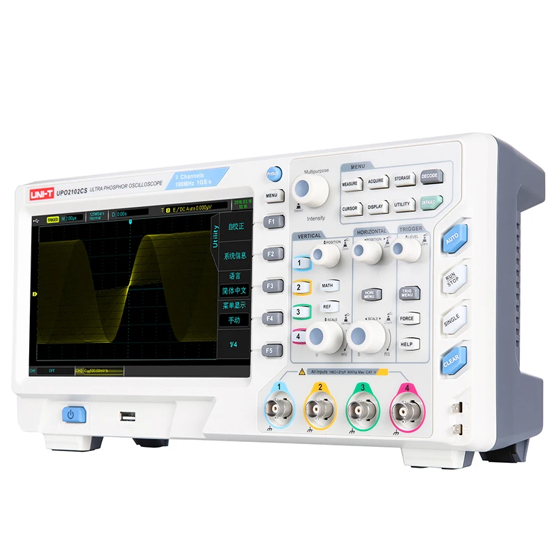 

UNI-T UPO2102CS Ultra Phosphor Oscilloscope 1GS/s 2 Channels USB LAN Interface 65000 Frames Waveform Record