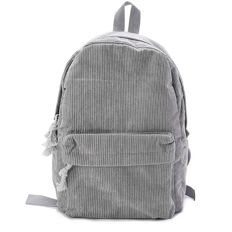 grey corduroy backpack