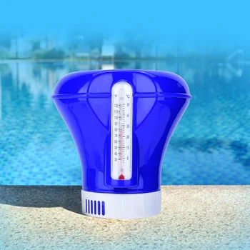 

Pool Spa Chlorine Floating Bromine Chemical Tablet Tab Floater Dispenser for swimming Pool With thermometer
