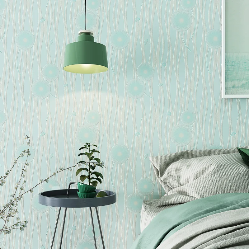 

3D Simple Striped Non-woven Wallpaper Dandelion Living Room Bedroom Warm TV Background Wall Paper Roll