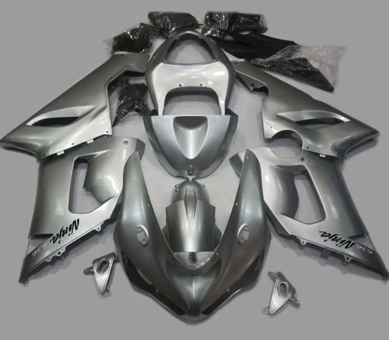 

New Abs motorcycle Fairings Kit Fit for kawasaki Ninja ZX6R 636 2005 2006 05 06 6R ZX-6R Bodywork set custom silver glossy