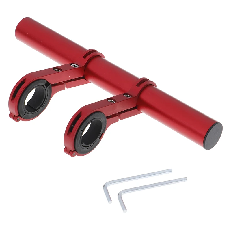 RD MTB Cycling Bicycle Handlebar Bike Headlight Mount Bar Light/Comput Holder Alloy Support Extender+2PCsx Brackets 1PC - Color: RD