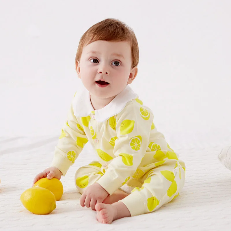 

Newborn baby cotton jumpsuit spring and autumn male baby girl fashion out of home romper infant print tights cute baby jumpsuit