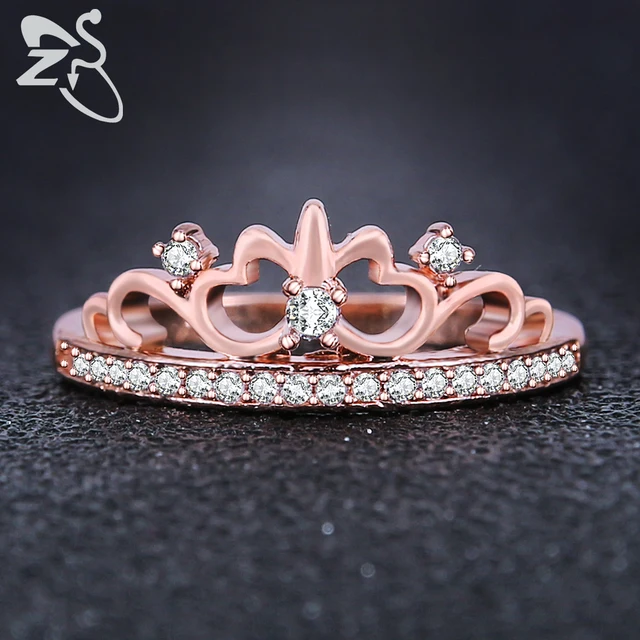 Princess Crown Ring Queen Rose Gold Color
