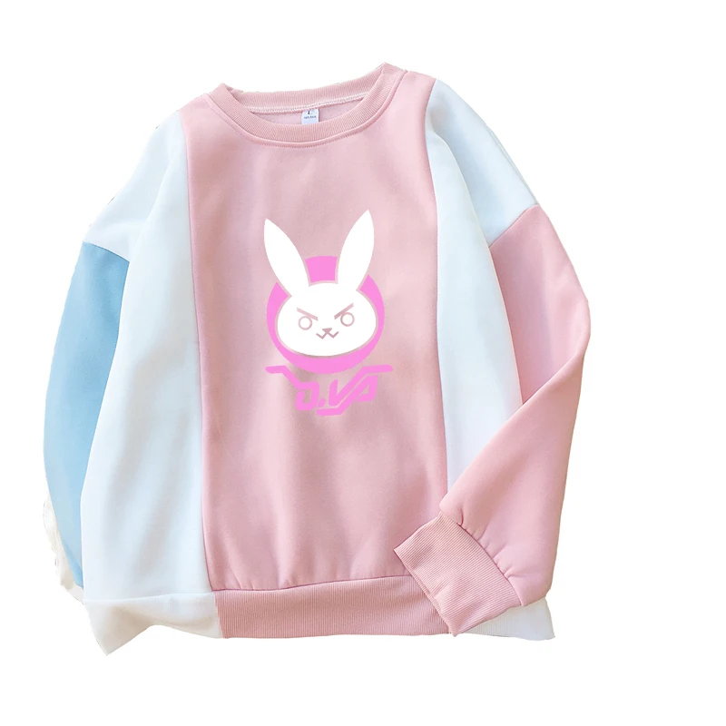 

Harajuku Women Pink Hoodies Japanese Anime Cartoon The Game OW D.VA Rabbit Cute Winter Sweatshirts Pullovers Moletom PSWY-108