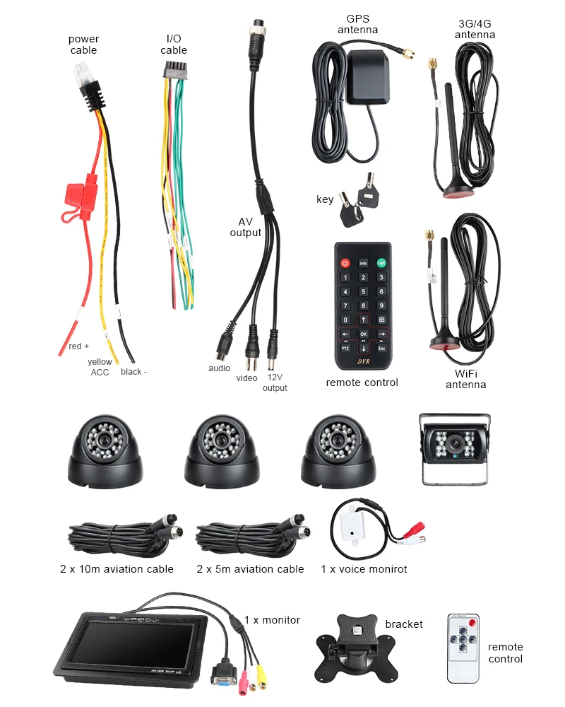  En línea 4CH WIFI GPS 4G 1080P AHD 2TB HDD SD Video grabador DVR de coche vista trasera cúpula kit 