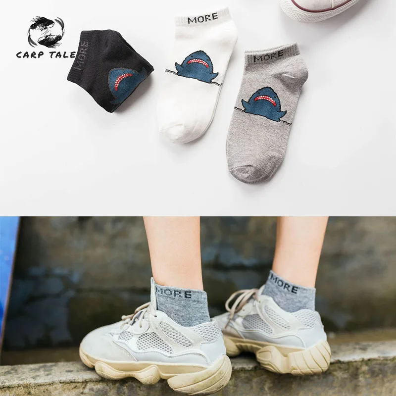 

1 pair new ins Harajuku port style brand shark cotton socks men and women couple models street skateboard sports casual socks