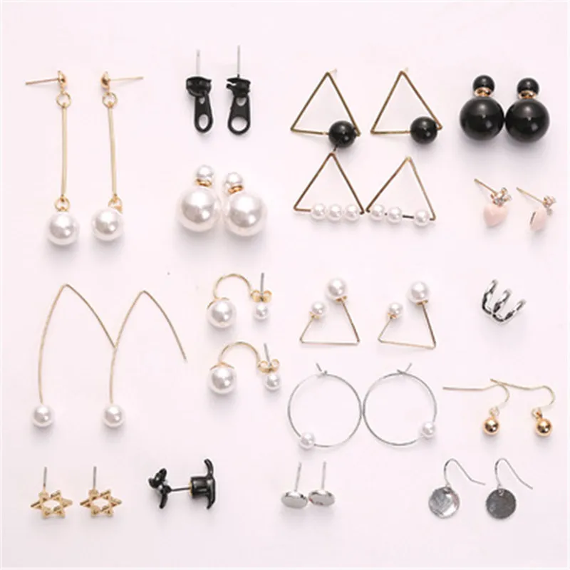 

Korean Heart Triangle Geometric Animal Stars Cherry Simple pearl Woman Ear Hooks Dangle Drop Earrings Fashion Jewelry-AQ