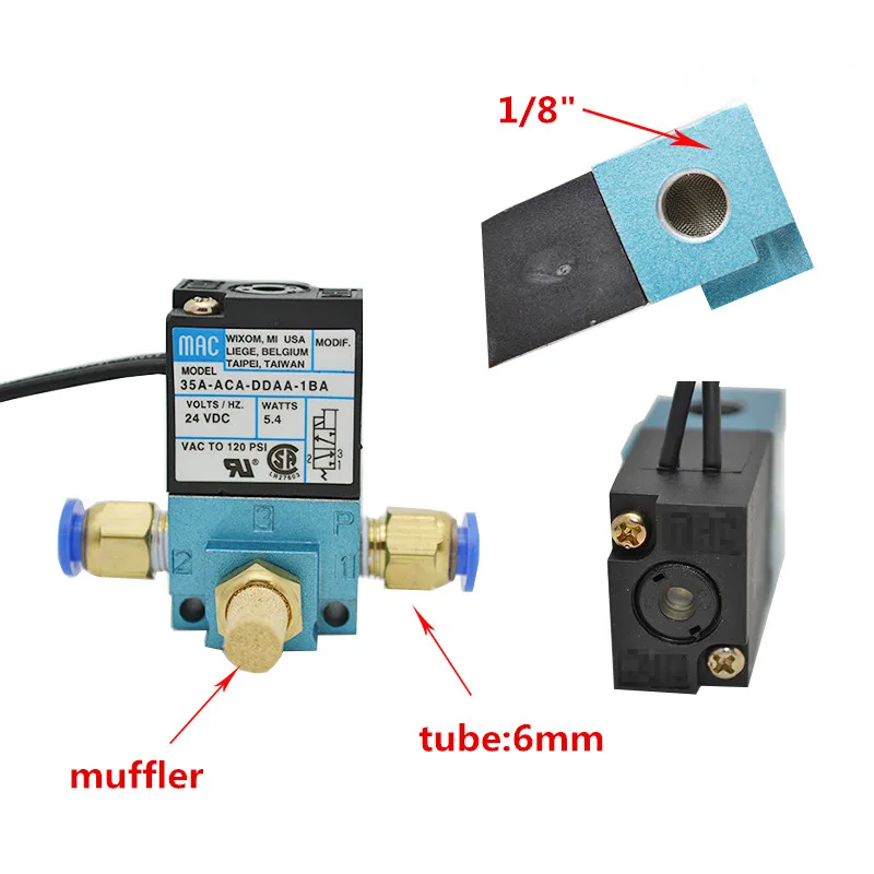 MAC 3 Порты и разъёмы электронный импульс Управление электромагнитный клапан 35A-ACA-DDBA-1BA с латунный глушитель