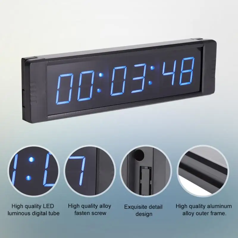 US Plug Timer Programmable LED Remote Wall Clock Prscise Timer Stopwatch for Fitness Training 100V-240V Tool